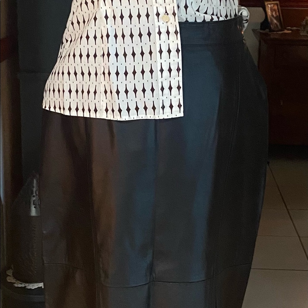 Genuine Black Leather Skirt, Size 14
